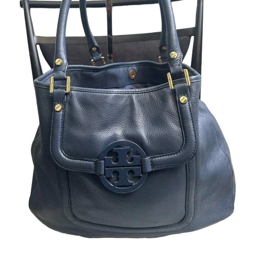 Tory Burch Blue Leather Amanda Handbag/Shoulder Bag.$495